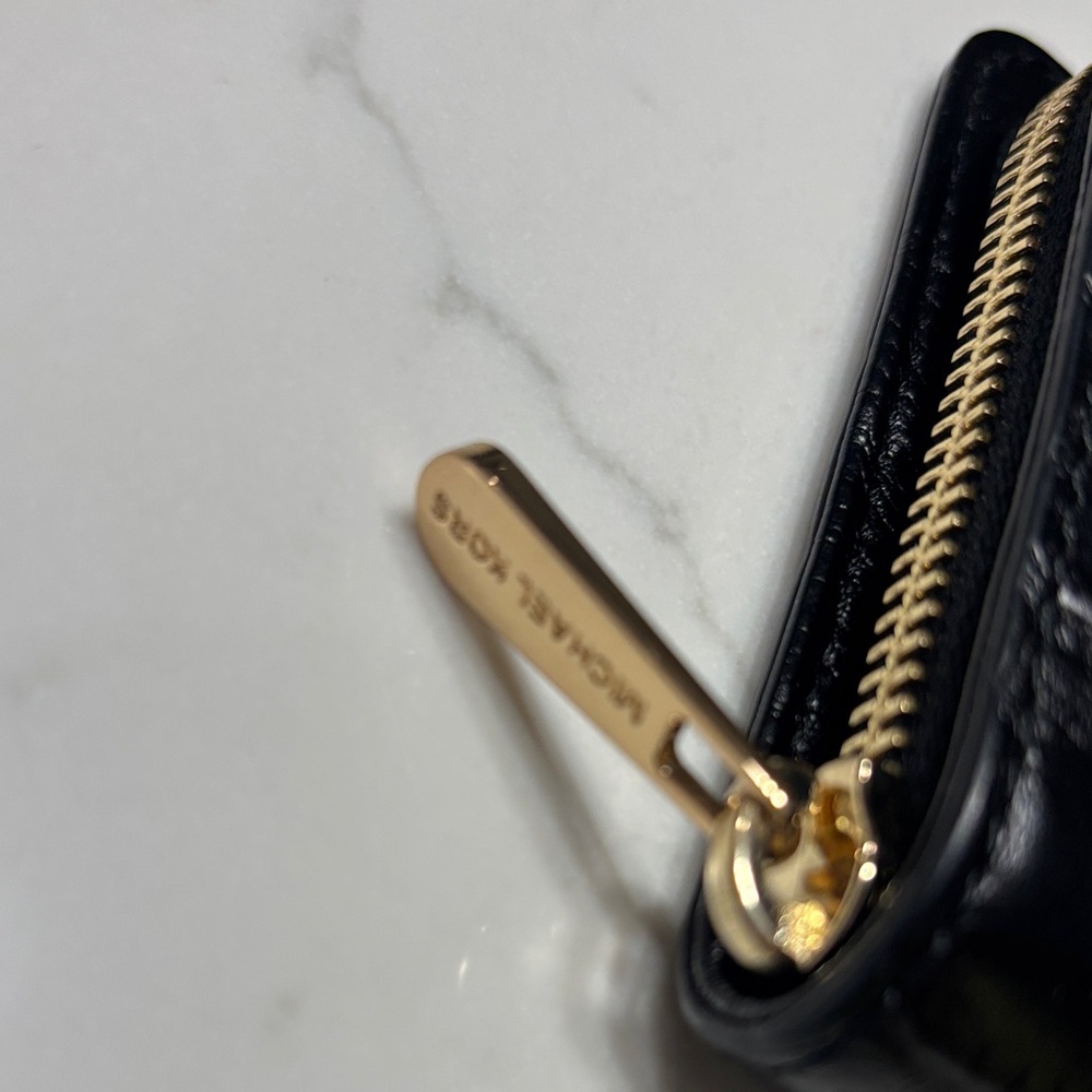 Michael Kors Black Croc-Embossed Wallet with Gold Hardware - Picture 10 of 11